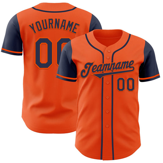 Custom Orange Navy Authentic Two Tone Baseball Jersey - Sky-Custom
