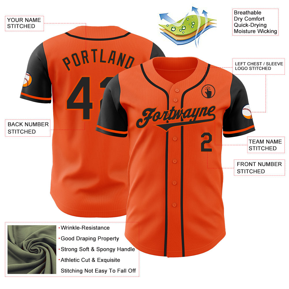 Custom Orange Black Authentic Two Tone Baseball Jersey - Sky-Custom