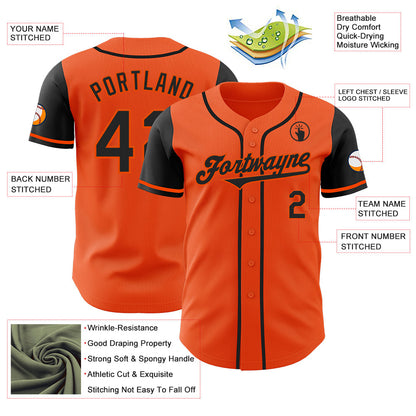 Custom Orange Black Authentic Two Tone Baseball Jersey - Sky-Custom