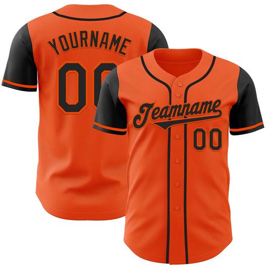 Custom Orange Black Authentic Two Tone Baseball Jersey - Sky-Custom