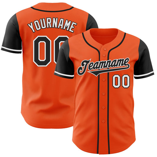 Custom Orange Black-White Authentic Two Tone Baseball Jersey - Sky-Custom