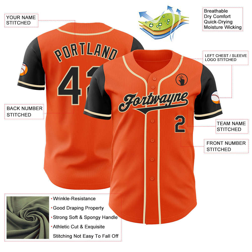 Custom Orange Black-Cream Authentic Two Tone Baseball Jersey - Sky-Custom