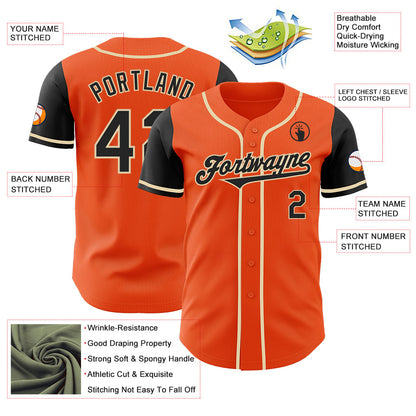 Custom Orange Black-Cream Authentic Two Tone Baseball Jersey - Sky-Custom