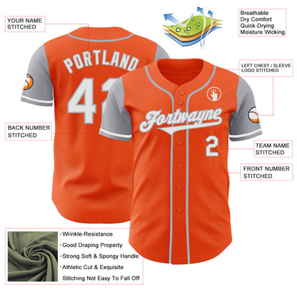Custom Orange White-Gray Authentic Two Tone Baseball Jersey - Sky-Custom