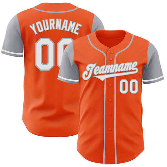 Custom Orange White-Gray Authentic Two Tone Baseball Jersey - Sky-Custom