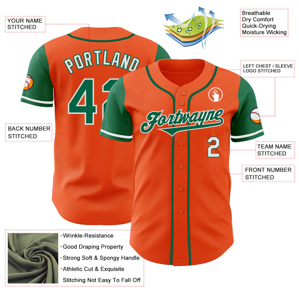Custom Orange Kelly Green-White Authentic Two Tone Baseball Jersey - Sky-Custom