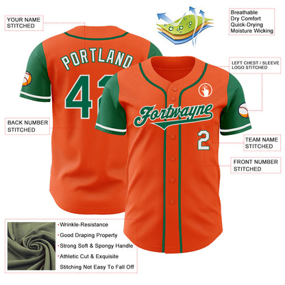 Custom Orange Kelly Green-White Authentic Two Tone Baseball Jersey - Sky-Custom