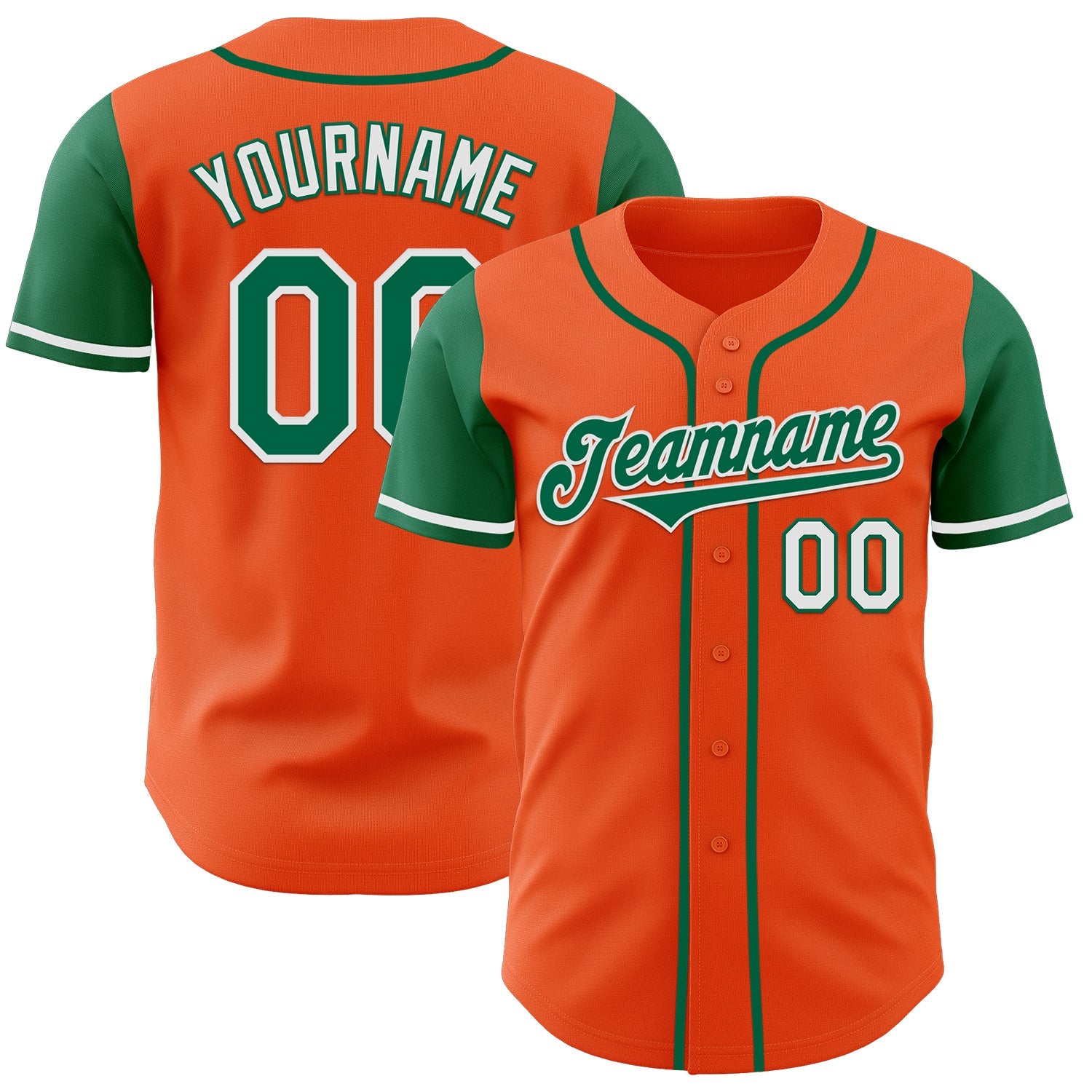 Custom Orange Kelly Green-White Authentic Two Tone Baseball Jersey - Sky-Custom