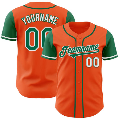 Custom Orange Kelly Green-White Authentic Two Tone Baseball Jersey - Sky-Custom