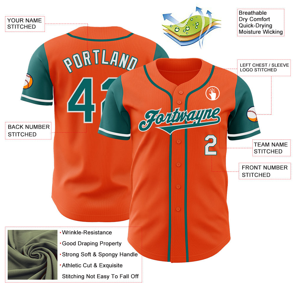 Custom Orange Teal-White Authentic Two Tone Baseball Jersey - Sky-Custom