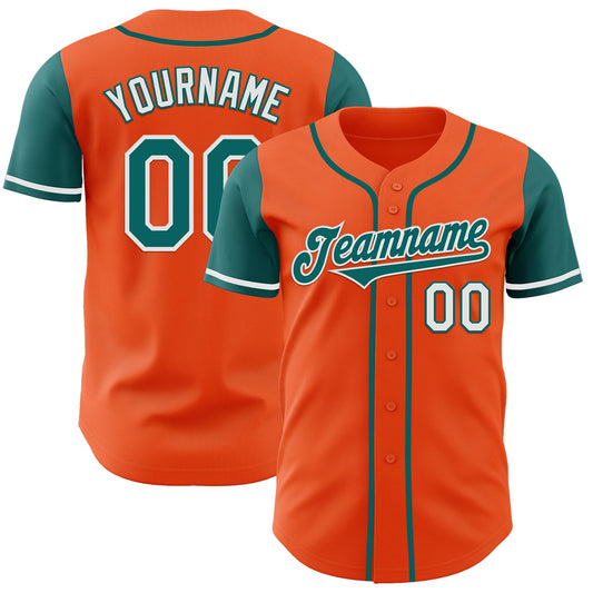 Custom Orange Teal-White Authentic Two Tone Baseball Jersey - Sky-Custom