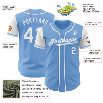 Custom Light Blue White Authentic Two Tone Baseball Jersey - Sky-Custom