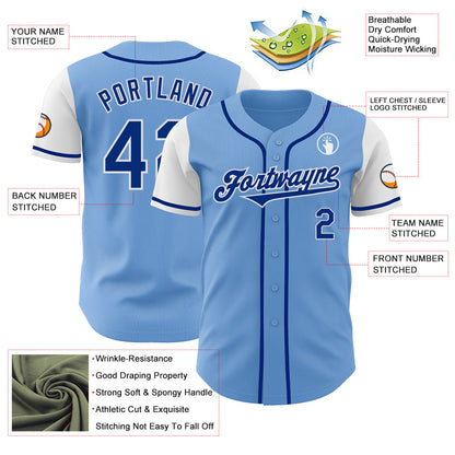 Custom Light Blue Royal-White Authentic Two Tone Baseball Jersey - Sky-Custom