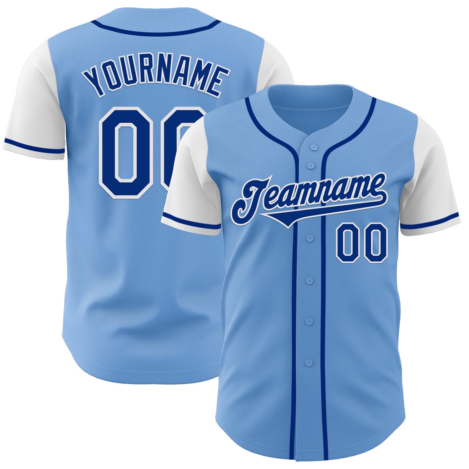 Custom Light Blue Royal-White Authentic Two Tone Baseball Jersey - Sky-Custom