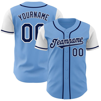Custom Light Blue Navy-White Authentic Two Tone Baseball Jersey - Sky-Custom