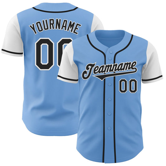 Custom Light Blue Black-White Authentic Two Tone Baseball Jersey - Sky-Custom