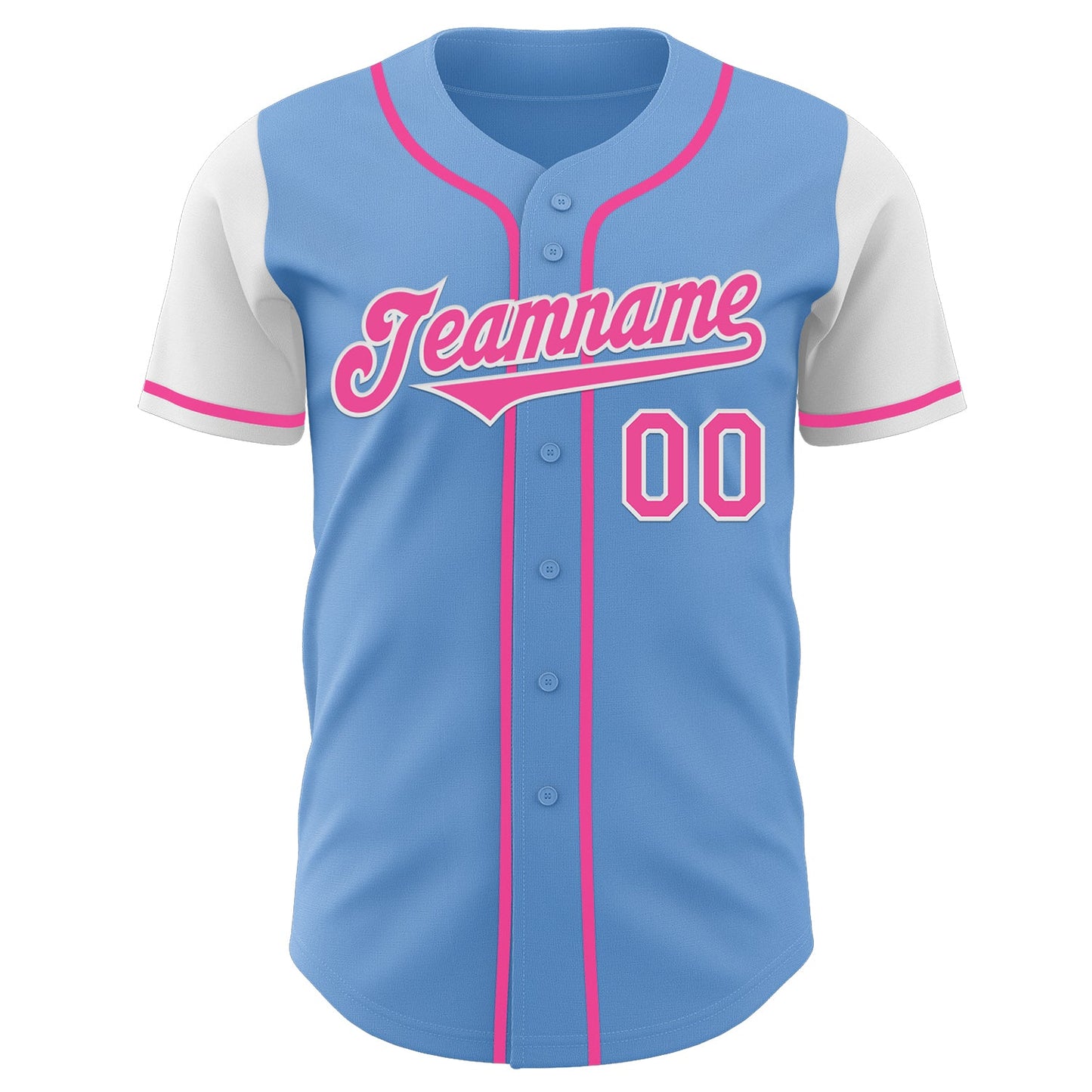 Custom Light Blue Pink-White Authentic Two Tone Baseball Jersey - Sky-Custom