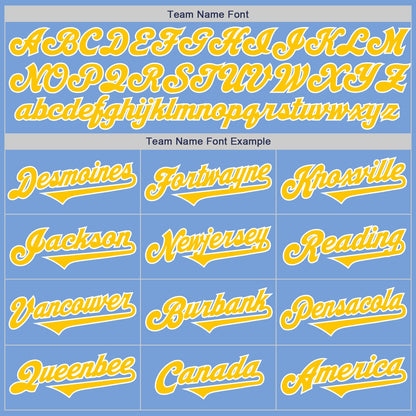 Custom Light Blue Yellow-White Authentic Two Tone Baseball Jersey - Sky-Custom