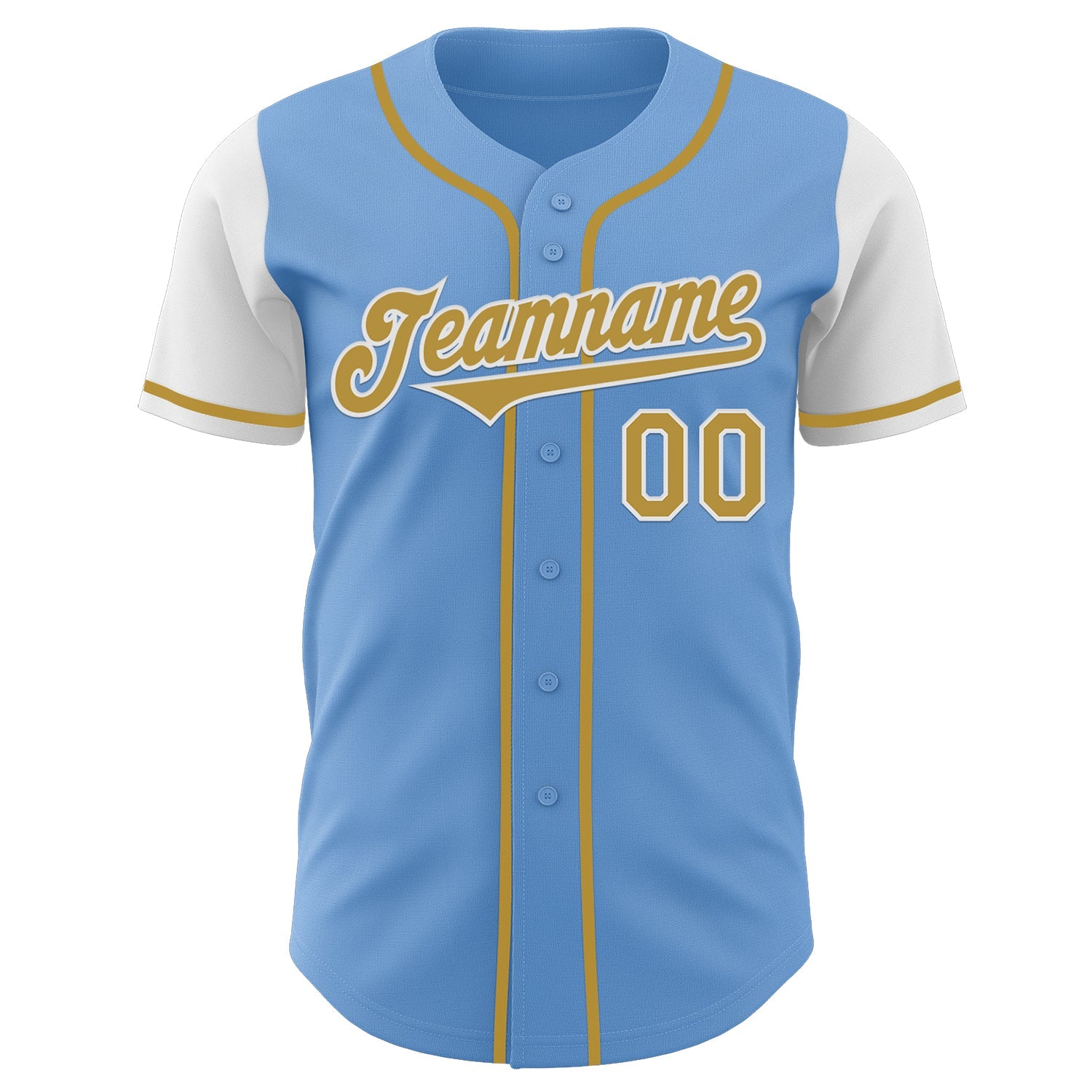 Custom Light Blue Old Gold-White Authentic Two Tone Baseball Jersey - Sky-Custom