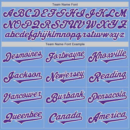 Custom Light Blue Purple-White Authentic Two Tone Baseball Jersey - Sky-Custom