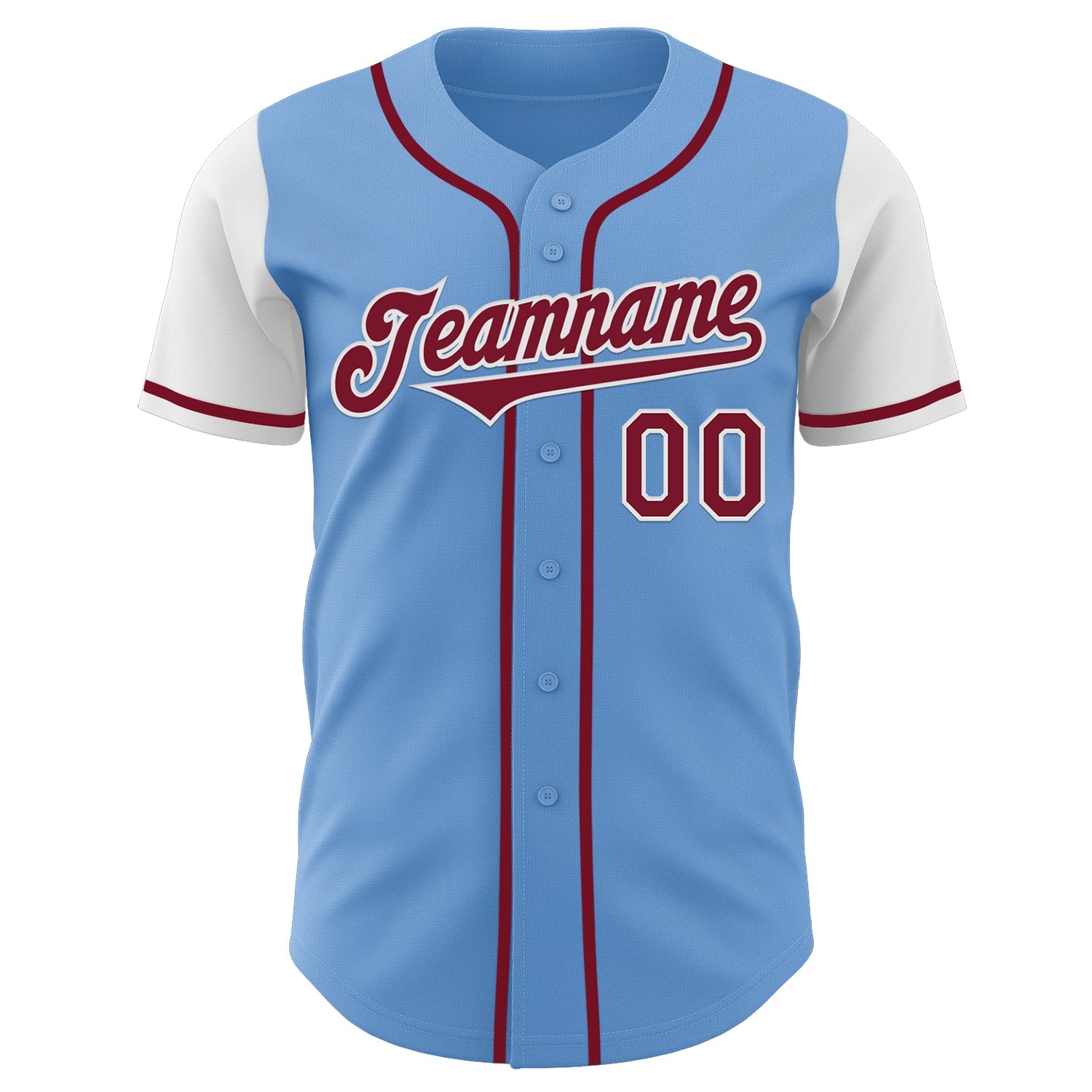 Custom Light Blue Crimson-White Authentic Two Tone Baseball Jersey - Sky-Custom