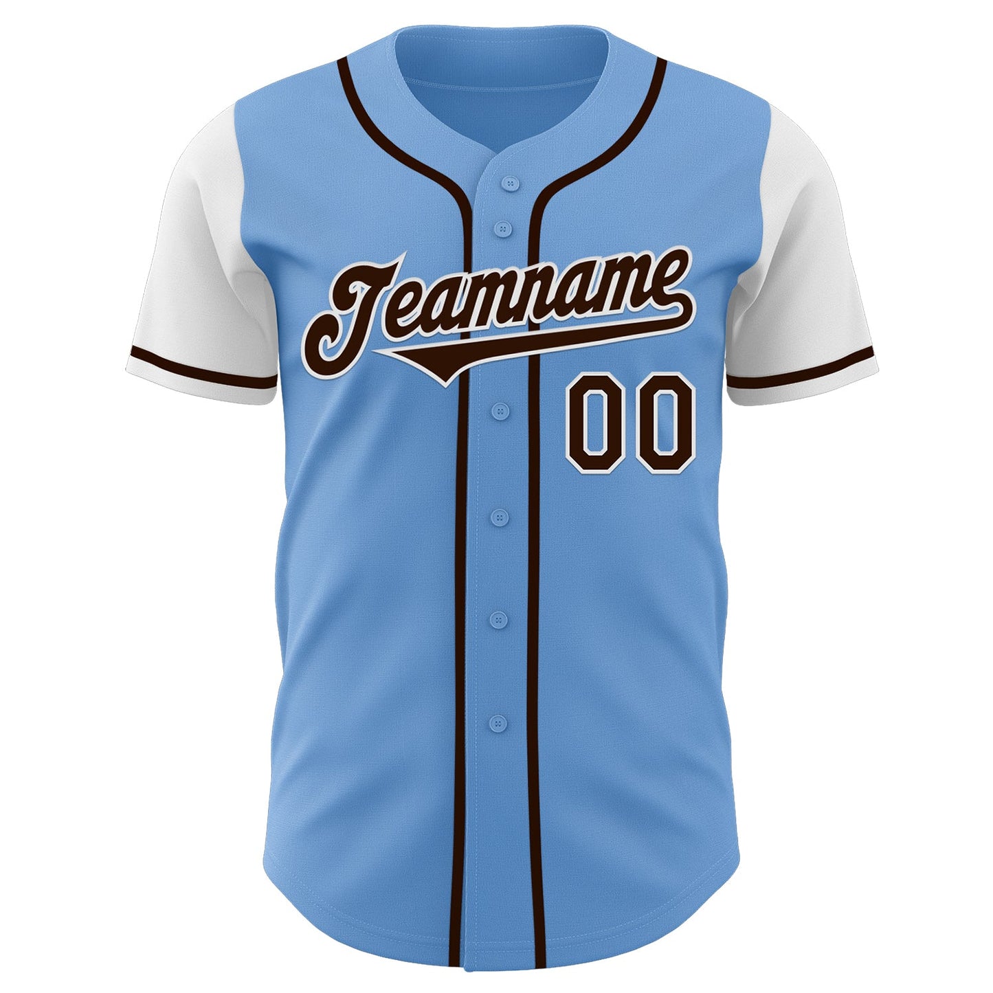 Custom Light Blue Brown-White Authentic Two Tone Baseball Jersey - Sky-Custom