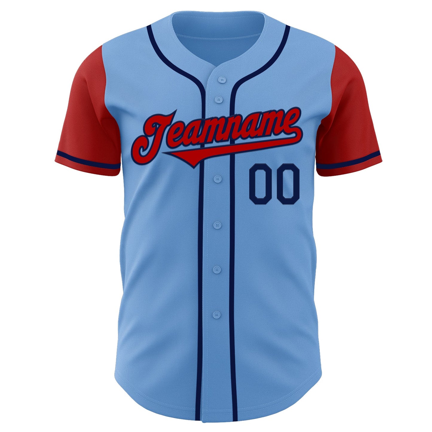 Custom Light Blue Red-Navy Authentic Two Tone Baseball Jersey - Sky-Custom