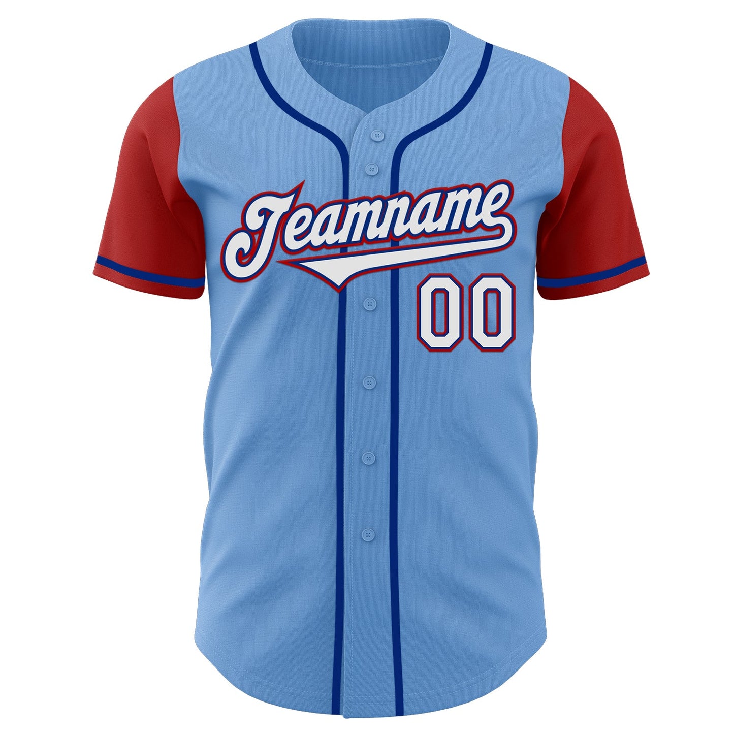 Custom Light Blue Royal-Red Authentic Two Tone Baseball Jersey - Sky-Custom