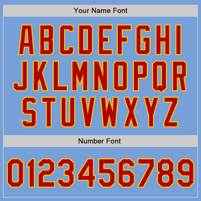 Custom Light Blue Red-Yellow Authentic Two Tone Baseball Jersey - Sky-Custom