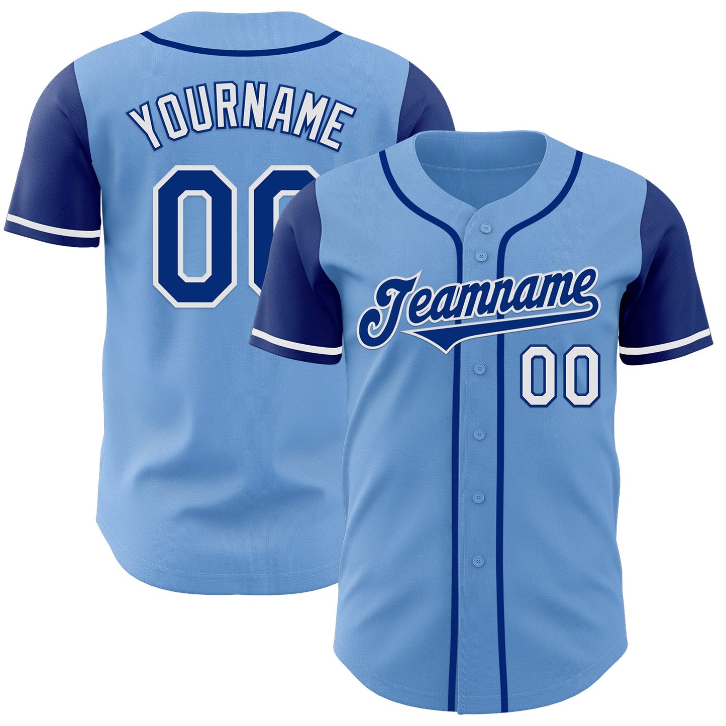 Custom Light Blue Royal-White Authentic Two Tone Baseball Jersey - Sky-Custom