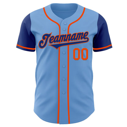 Custom Light Blue Royal-Orange Authentic Two Tone Baseball Jersey - Sky-Custom