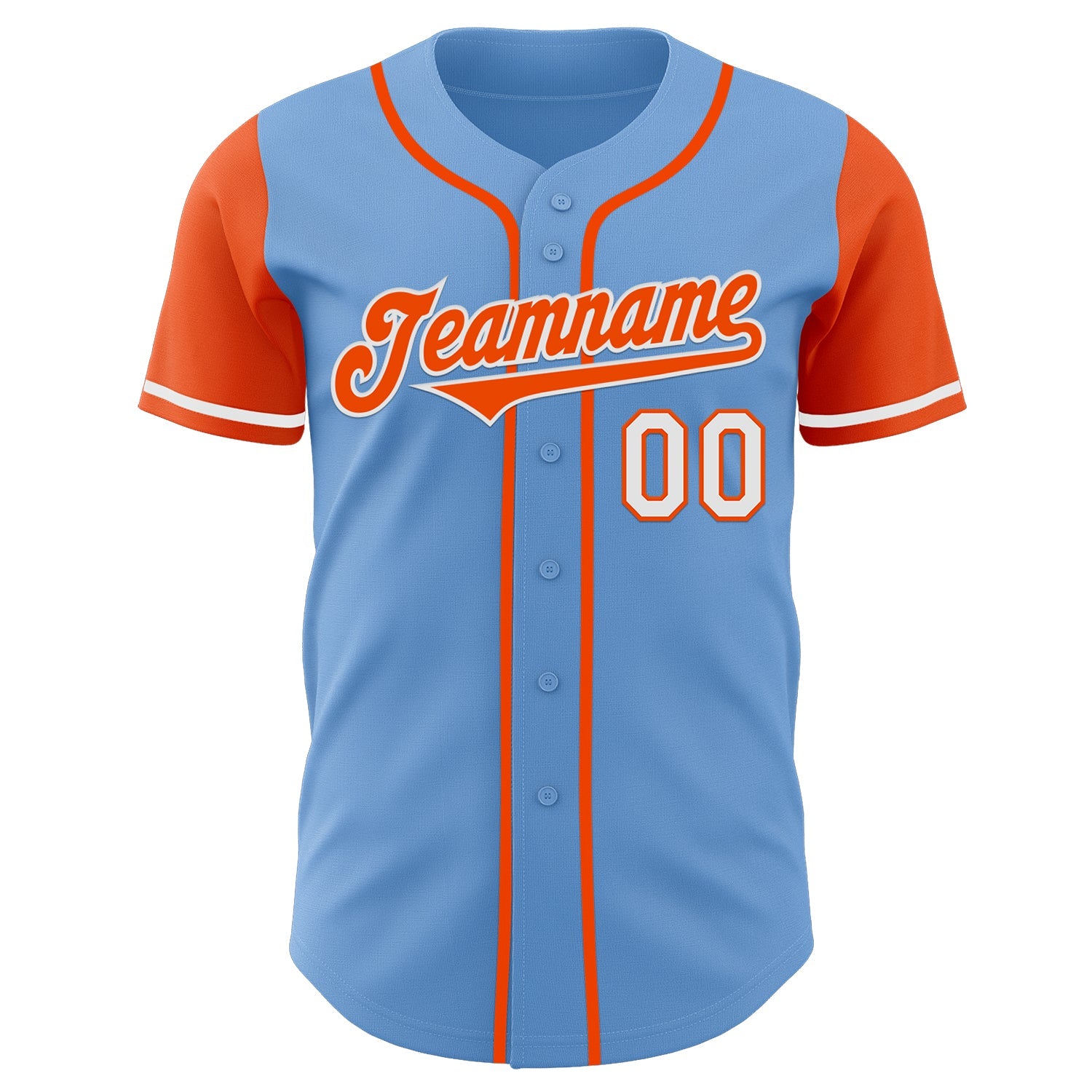 Custom Light Blue Orange-White Authentic Two Tone Baseball Jersey - Sky-Custom