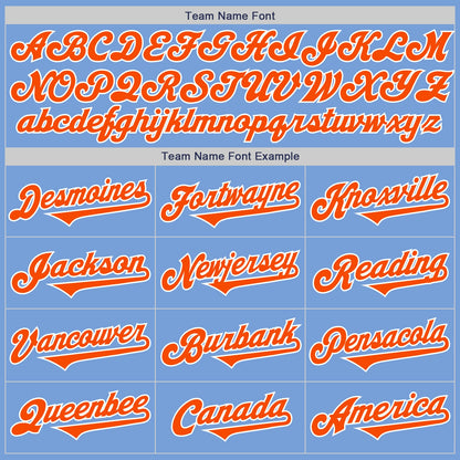 Custom Light Blue Orange-White Authentic Two Tone Baseball Jersey - Sky-Custom