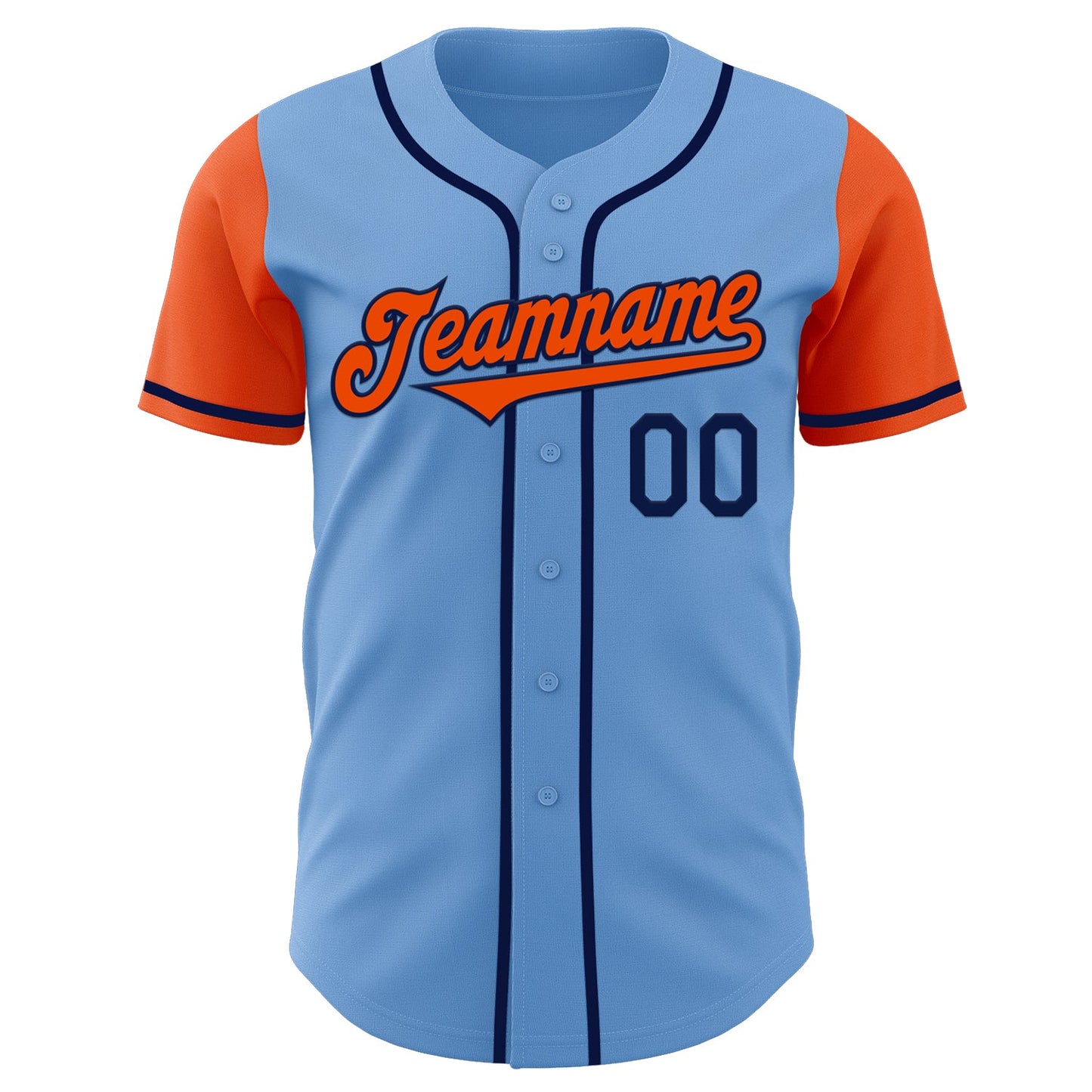 Custom Light Blue Orange-Navy Authentic Two Tone Baseball Jersey - Sky-Custom