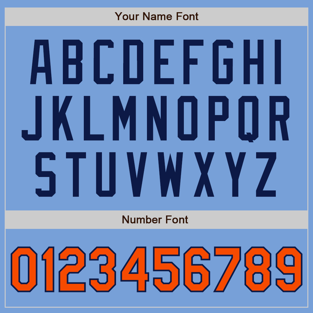 Custom Light Blue Orange-Navy Authentic Two Tone Baseball Jersey - Sky-Custom