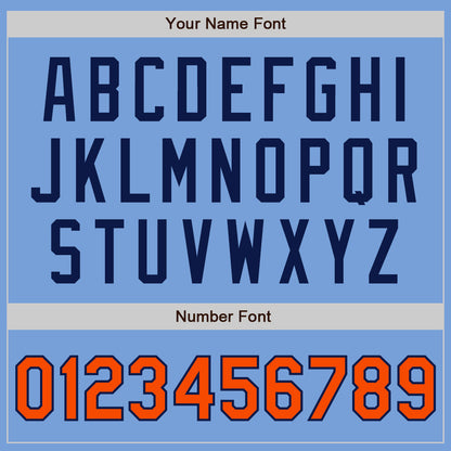 Custom Light Blue Orange-Navy Authentic Two Tone Baseball Jersey - Sky-Custom