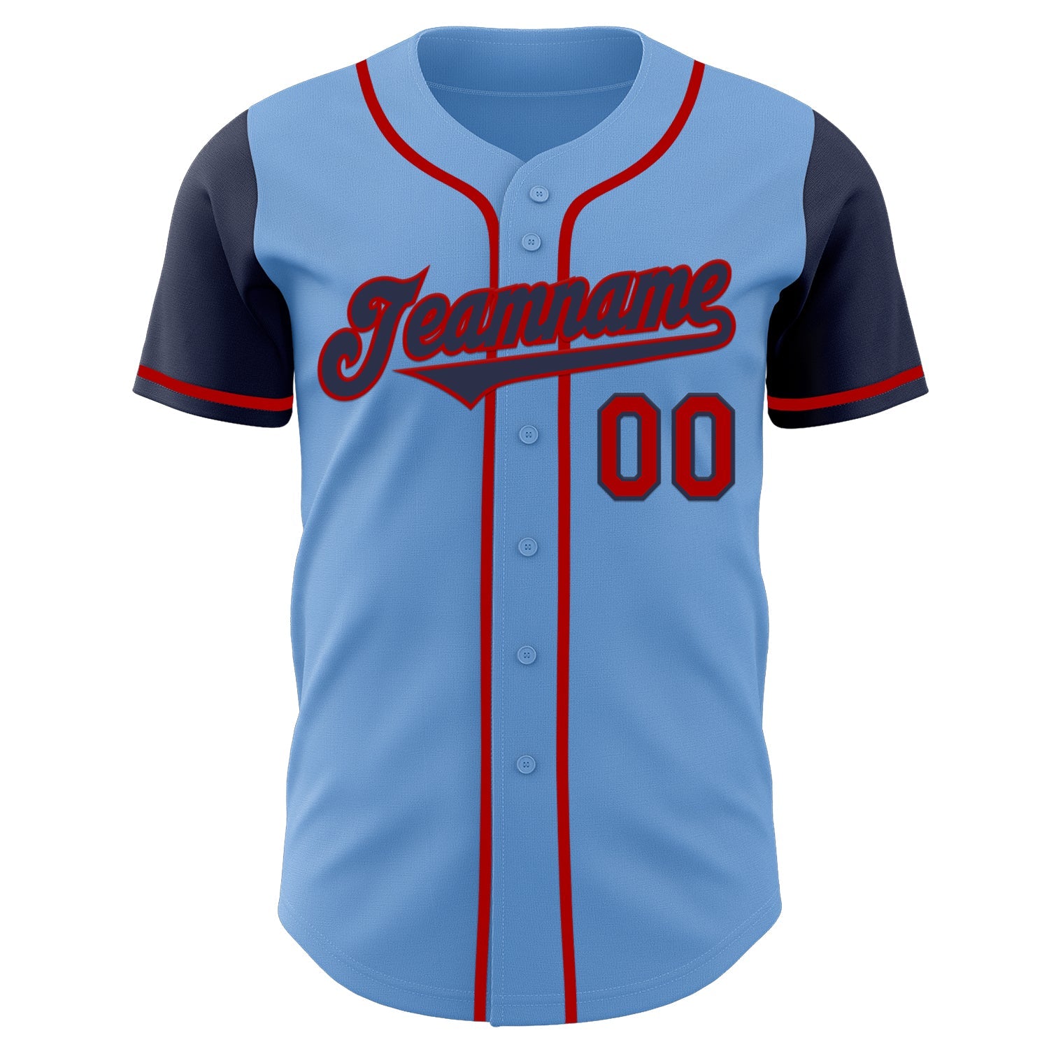 Custom Light Blue Navy-Red Authentic Two Tone Baseball Jersey - Sky-Custom