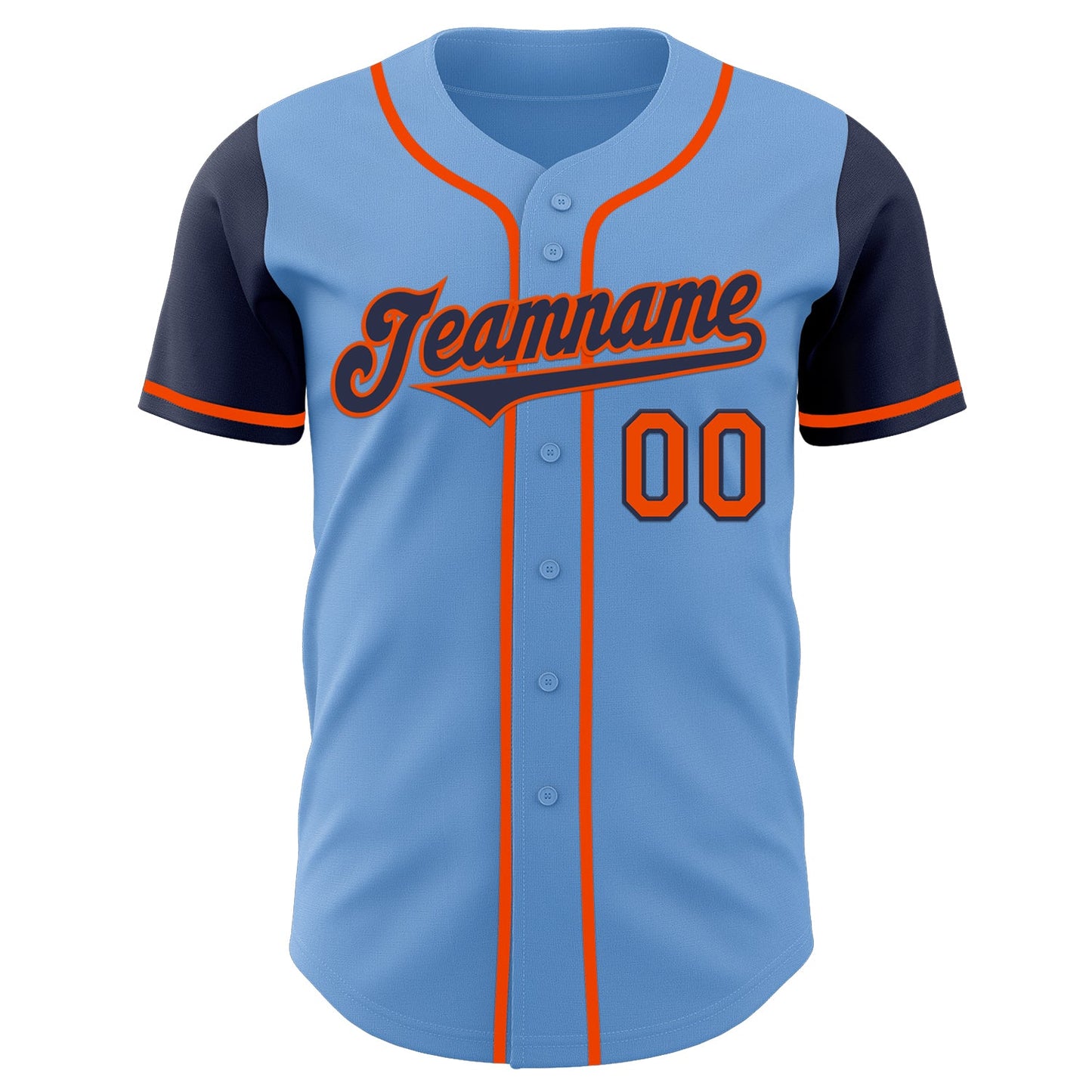 Custom Light Blue Navy-Orange Authentic Two Tone Baseball Jersey - Sky-Custom