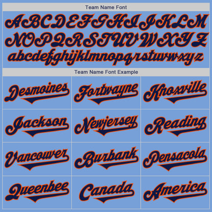 Custom Light Blue Navy-Orange Authentic Two Tone Baseball Jersey - Sky-Custom