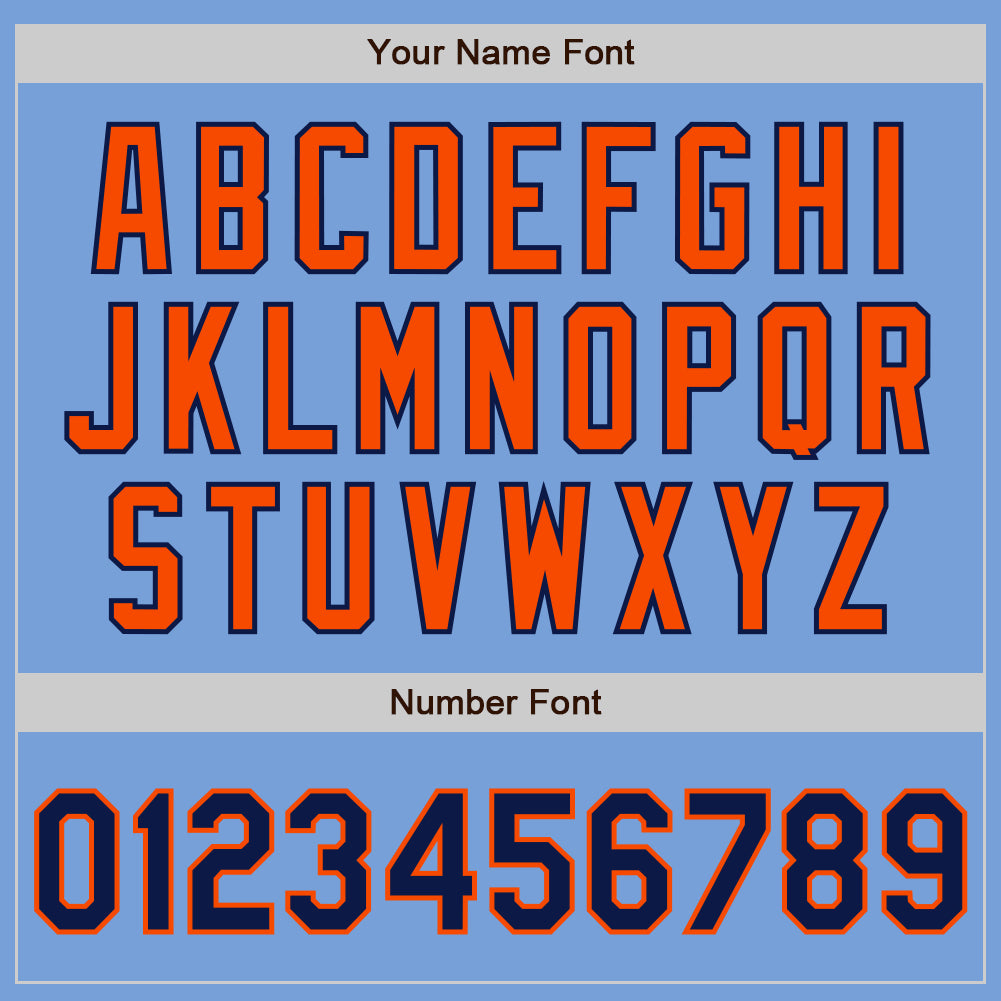 Custom Light Blue Navy-Orange Authentic Two Tone Baseball Jersey - Sky-Custom