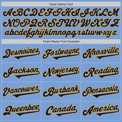 Custom Light Blue Navy-Gold Authentic Two Tone Baseball Jersey - Sky-Custom