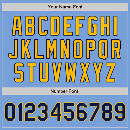 Custom Light Blue Navy-Gold Authentic Two Tone Baseball Jersey - Sky-Custom