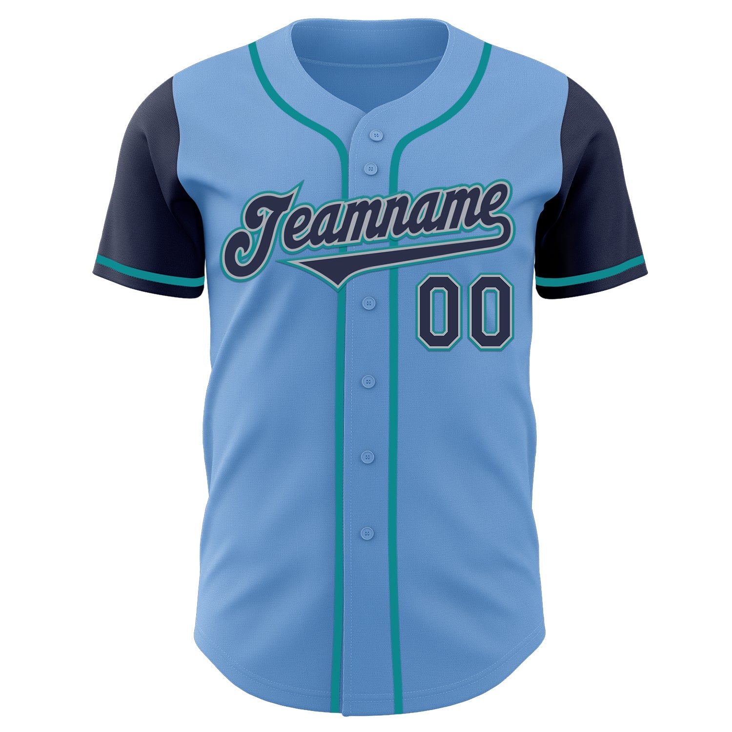 Custom Light Blue Navy Gray-Teal Authentic Two Tone Baseball Jersey - Sky-Custom