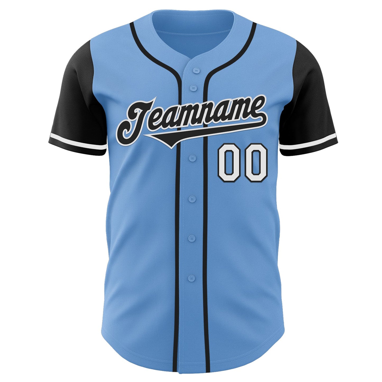 Custom Light Blue Black-White Authentic Two Tone Baseball Jersey - Sky-Custom