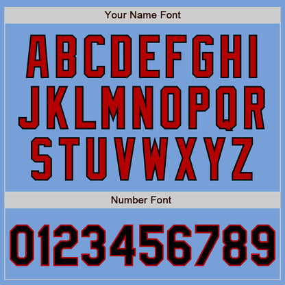 Custom Light Blue Black-Red Authentic Two Tone Baseball Jersey - Sky-Custom