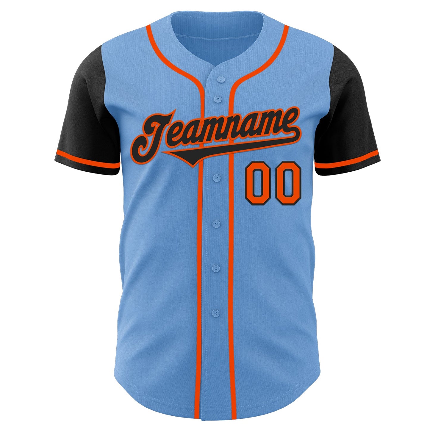 Custom Light Blue Black-Orange Authentic Two Tone Baseball Jersey - Sky-Custom