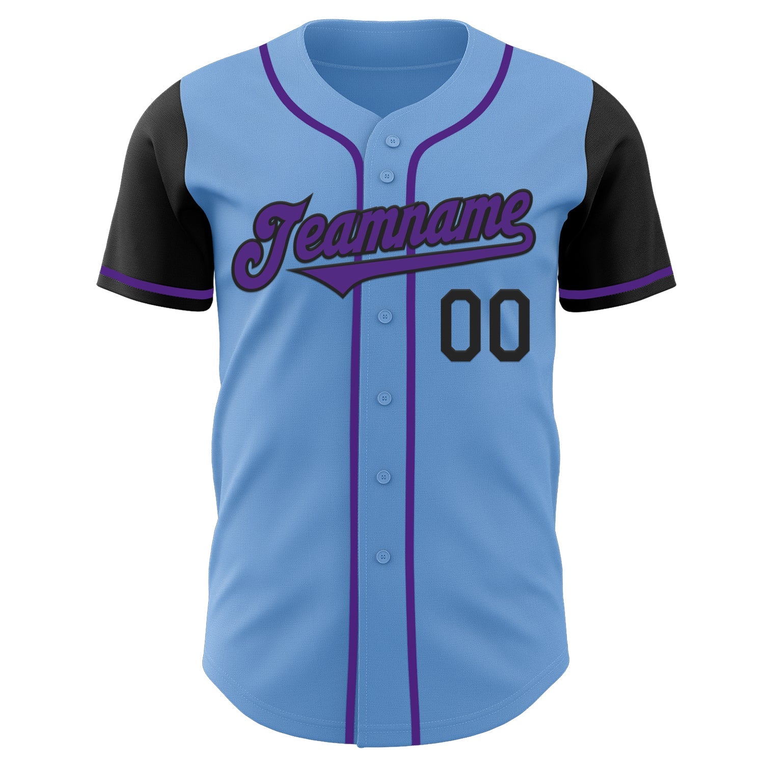 Custom Light Blue Purple-Black Authentic Two Tone Baseball Jersey - Sky-Custom