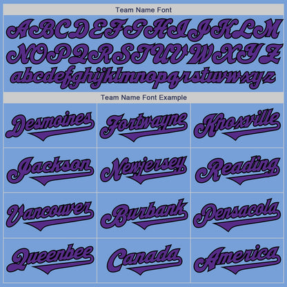 Custom Light Blue Purple-Black Authentic Two Tone Baseball Jersey - Sky-Custom