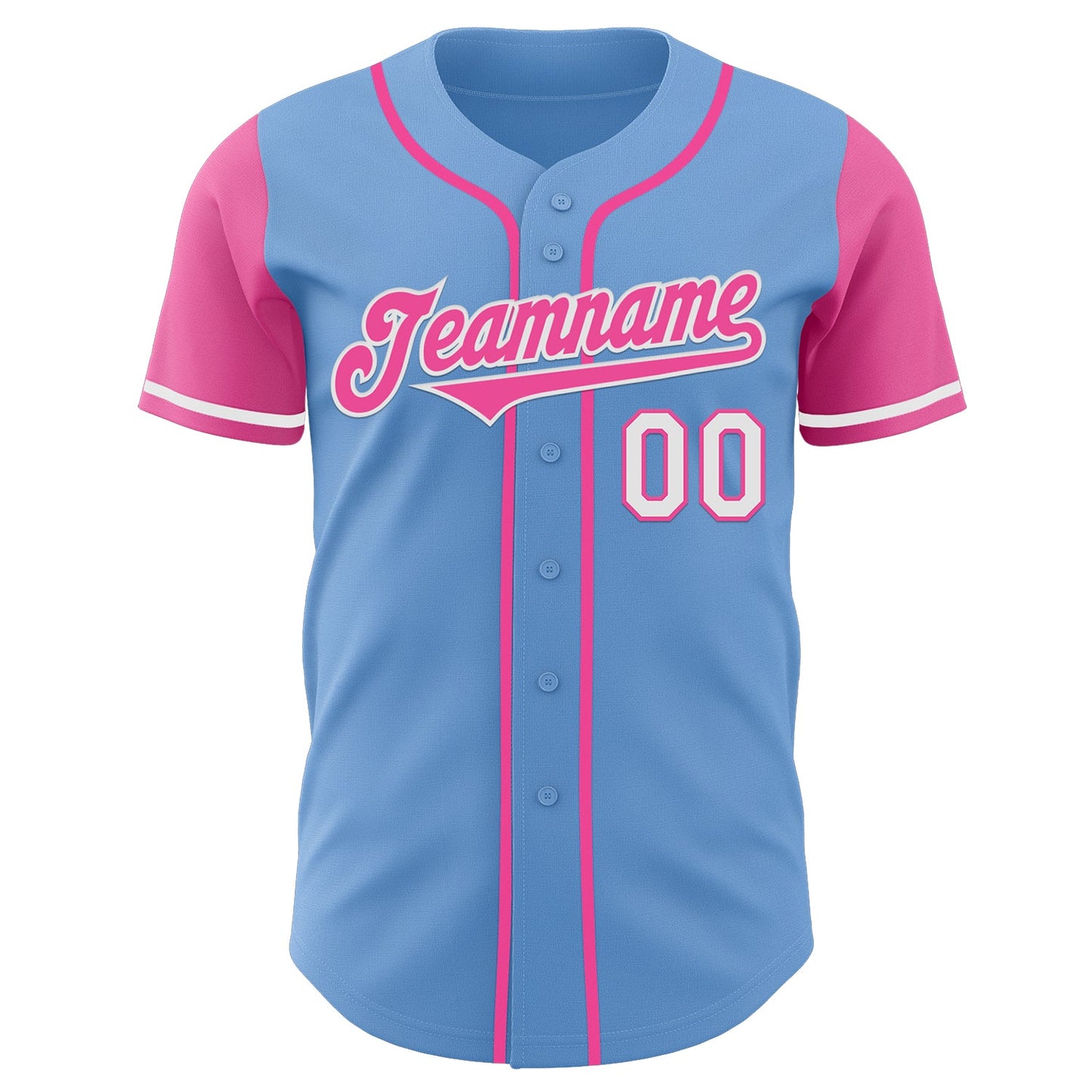 Custom Light Blue Pink-White Authentic Two Tone Baseball Jersey - Sky-Custom