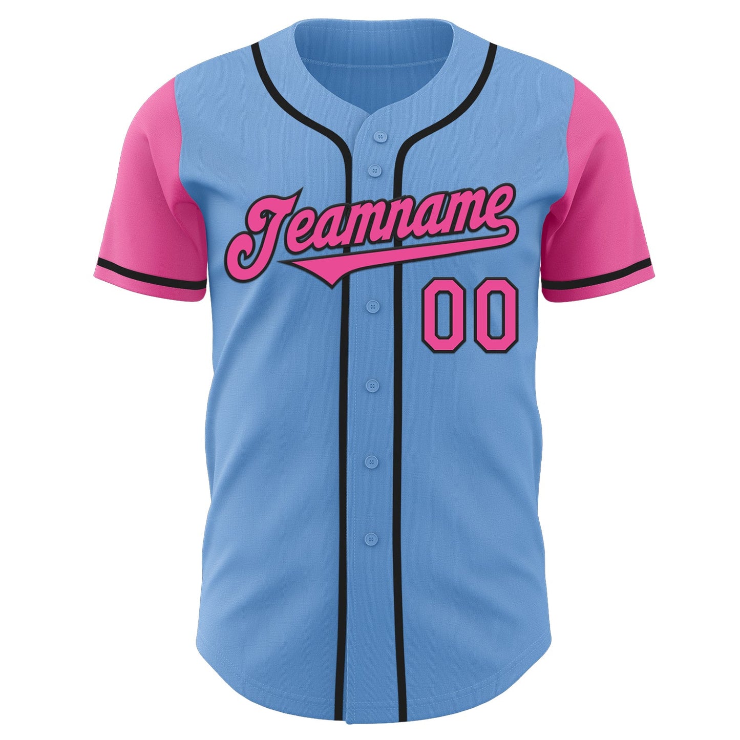 Custom Light Blue Pink-Black Authentic Two Tone Baseball Jersey - Sky-Custom